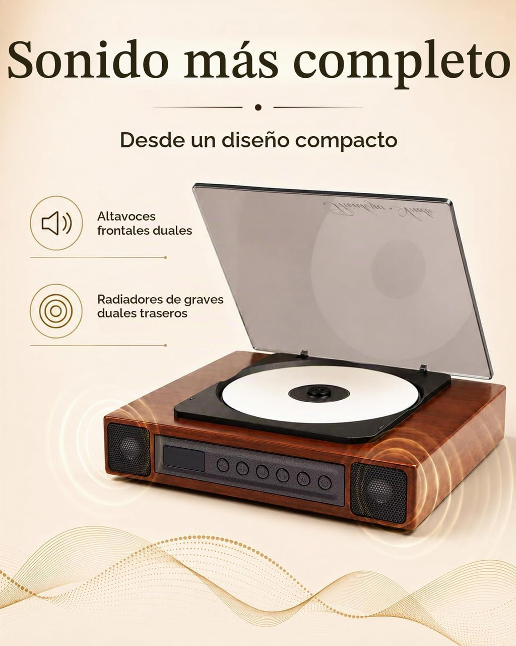K10 Reproductor de CD Bluetooth con Altavoces para el Hogar, Recargable