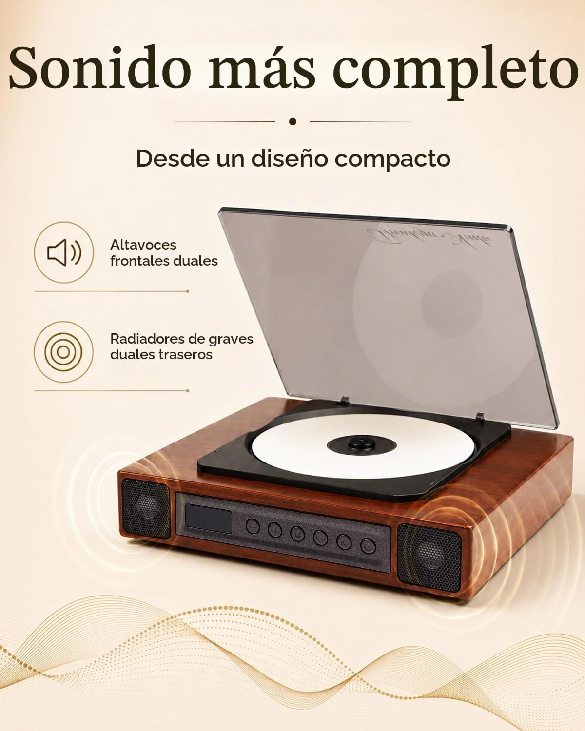 K10 Reproductor de CD Bluetooth con Altavoces para el Hogar, Recargable