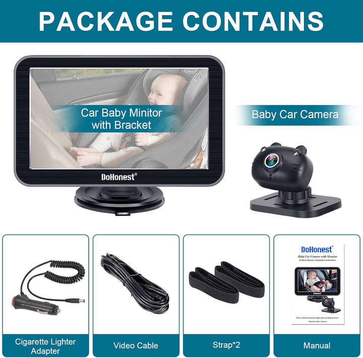 DoHonest Cámara de coche de bebé de 7 pulgadas USB Plug