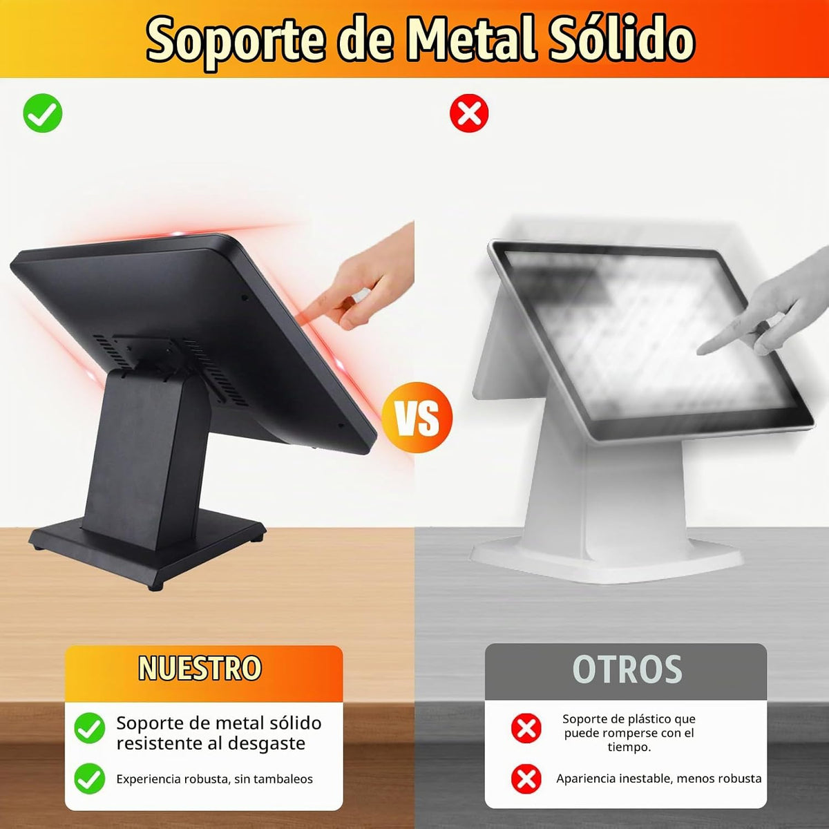 Angel POS Monitor multi-táctil retroiluminado capacitivo LED de 17 pulgadas, pantalla táctil plana verdadera del diseño sin fisuras, VGA
