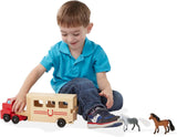 Melissa Doug Juego de vehículos de madera con 2 caballos