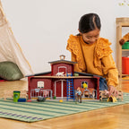 Schleich Farm World 42606 - Granero rojo con animales y más, 64 piezas