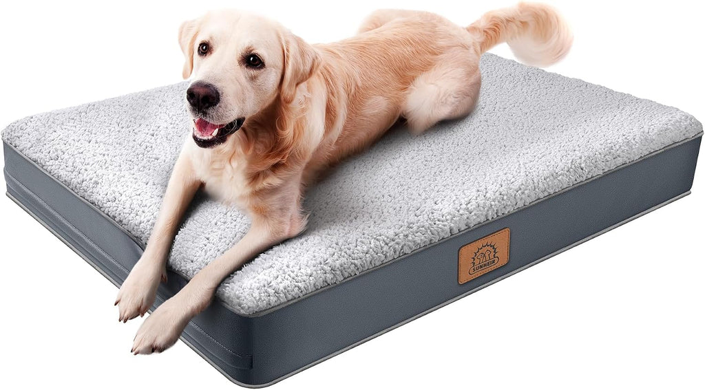 Cama impermeable extragrande para perros, camas ortopédicas jumbo para perros con funda extraíble lavable para perros grandes, alfombrilla de cama para mascotas, espuma tipo cartón de huevos