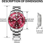 OLEVS Relojes de Lujo para Hombres, Gran Acero Inoxidable, Cuarzo Analógico, Resistente al Agua