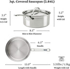 Hestan ProBond Luxe - Juego de utensilios de cocina de 10 piezas, acero inoxidable revestido profesional, construcción ProCore con revestimiento de tres capas, exterior pulido, apto para inducción y