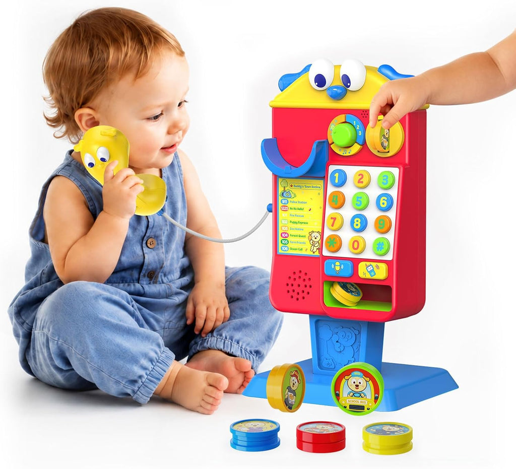 Cabina telefónica de juguete musical para niños pequeños de 1 a 3 años