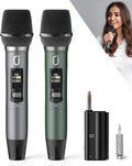 HWWR Micrófonos inalámbricos, micrófonos duales UHF profesionales para karaoke, Negro