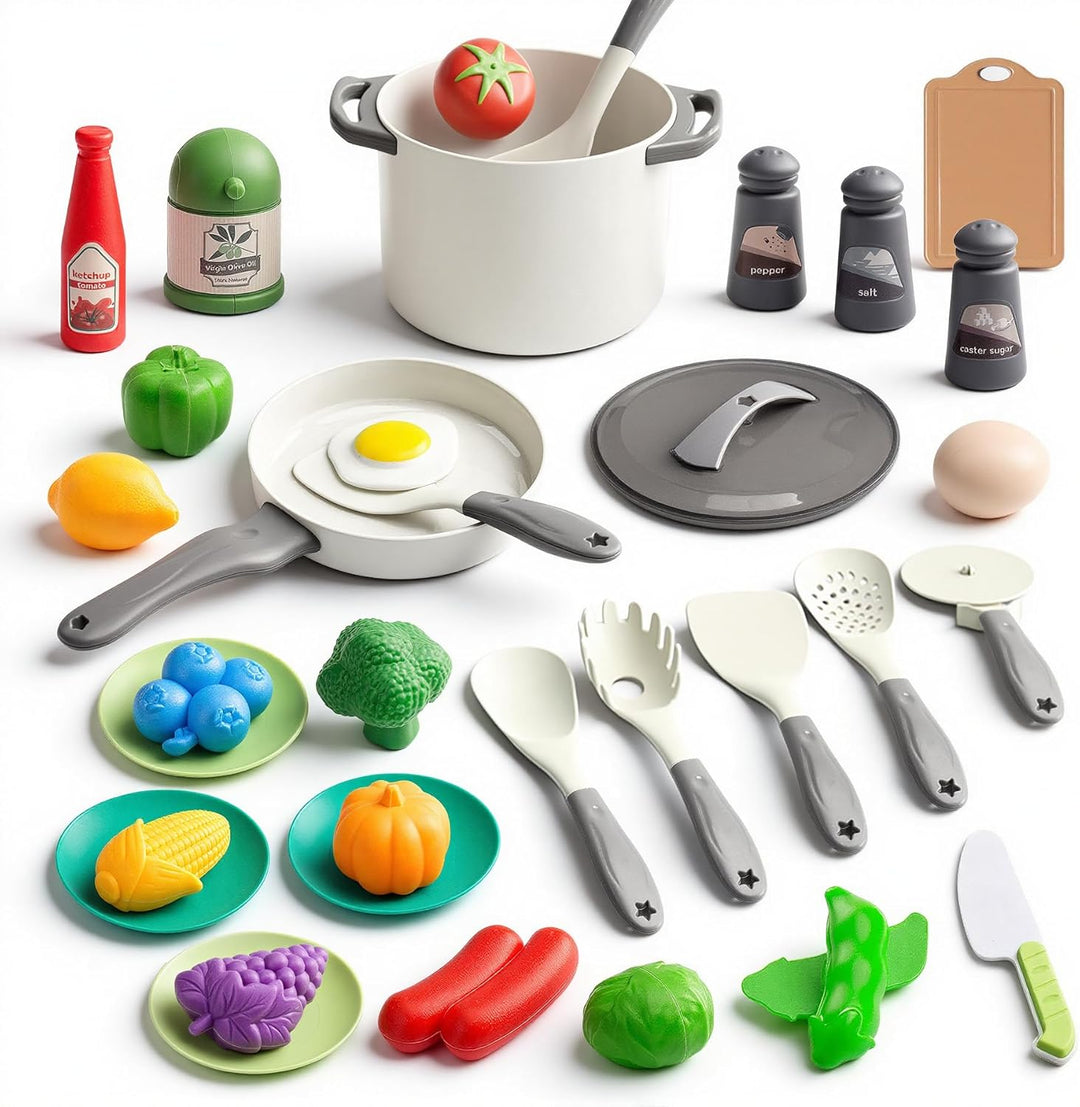 35 piezas de accesorios de juguete de cocina para niños, juego de c...