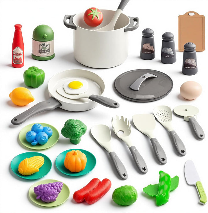 35 piezas de accesorios de juguete de cocina para niños, juego de c...