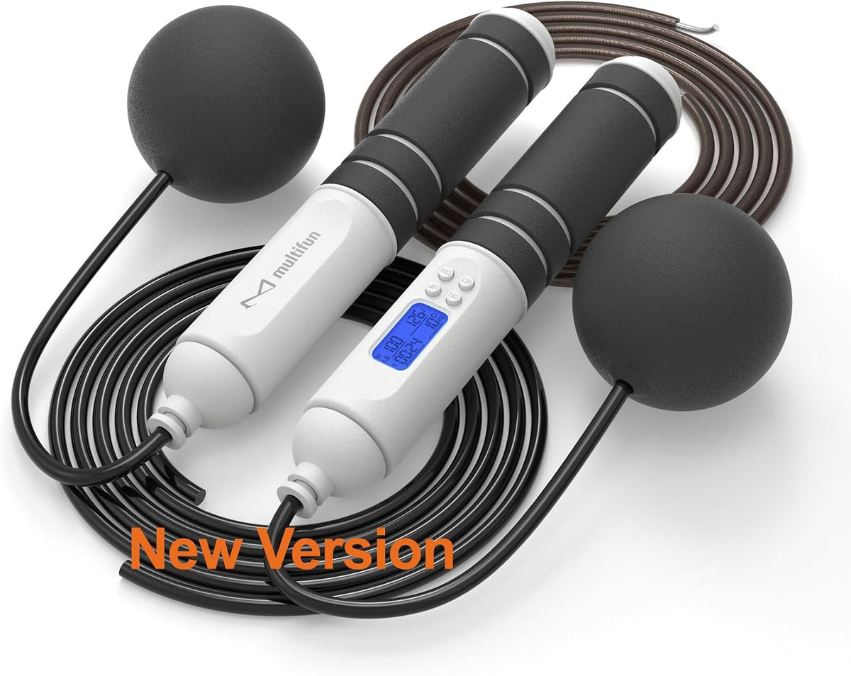 Paquete - 2 artículos: cuerda de saltar digital multifun con contador inteligente y bolas inalámbricas sin cuerda, cuerda de saltar ajustable para fitness, boxeo, MMA, sin enredos para hombres