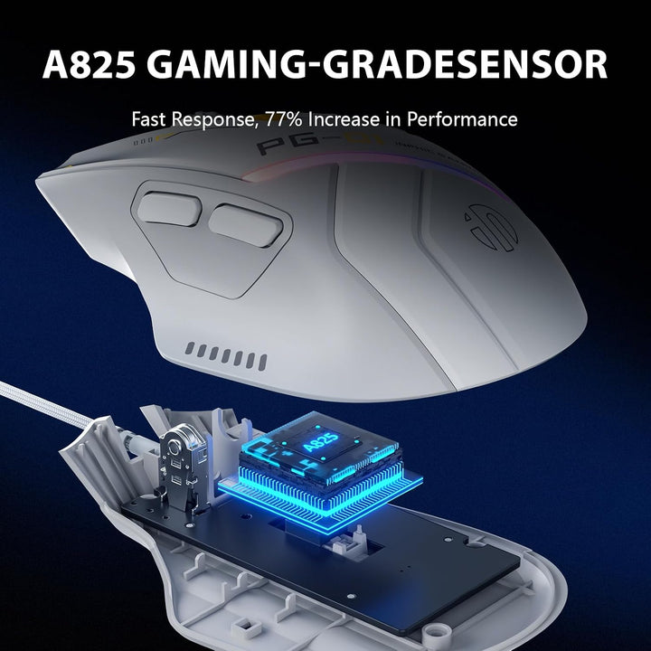 INPHIC PG1 - Mouse ergonómico para juegos de computadora, 12800 DPI...