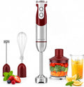 MegaWise Juego de batidora de mano de inmersión 5 en 1 con velocidad variable, 400 W, acero inoxidable, incluye picador, batidor, espumador de leche y vaso medidor, ideal para sopas, batidos