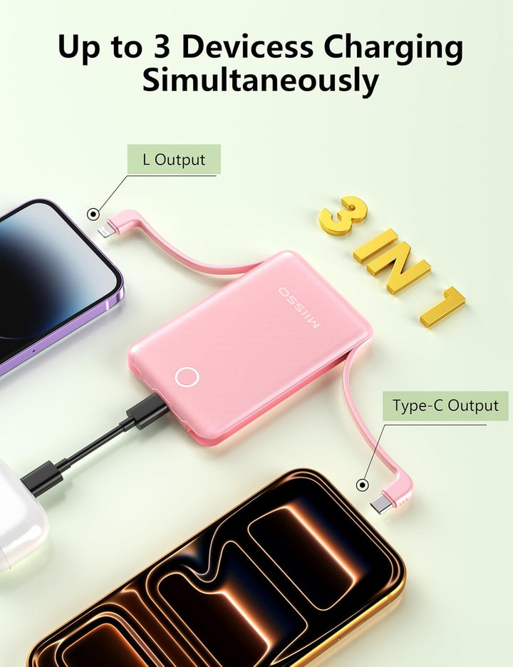 miisso Cargador portátil de 10000 mAh, batería de banco de energía...