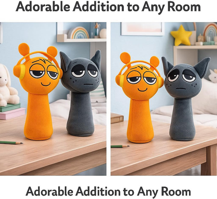 sprunki - Juego de 2 almohadas de peluche color gris