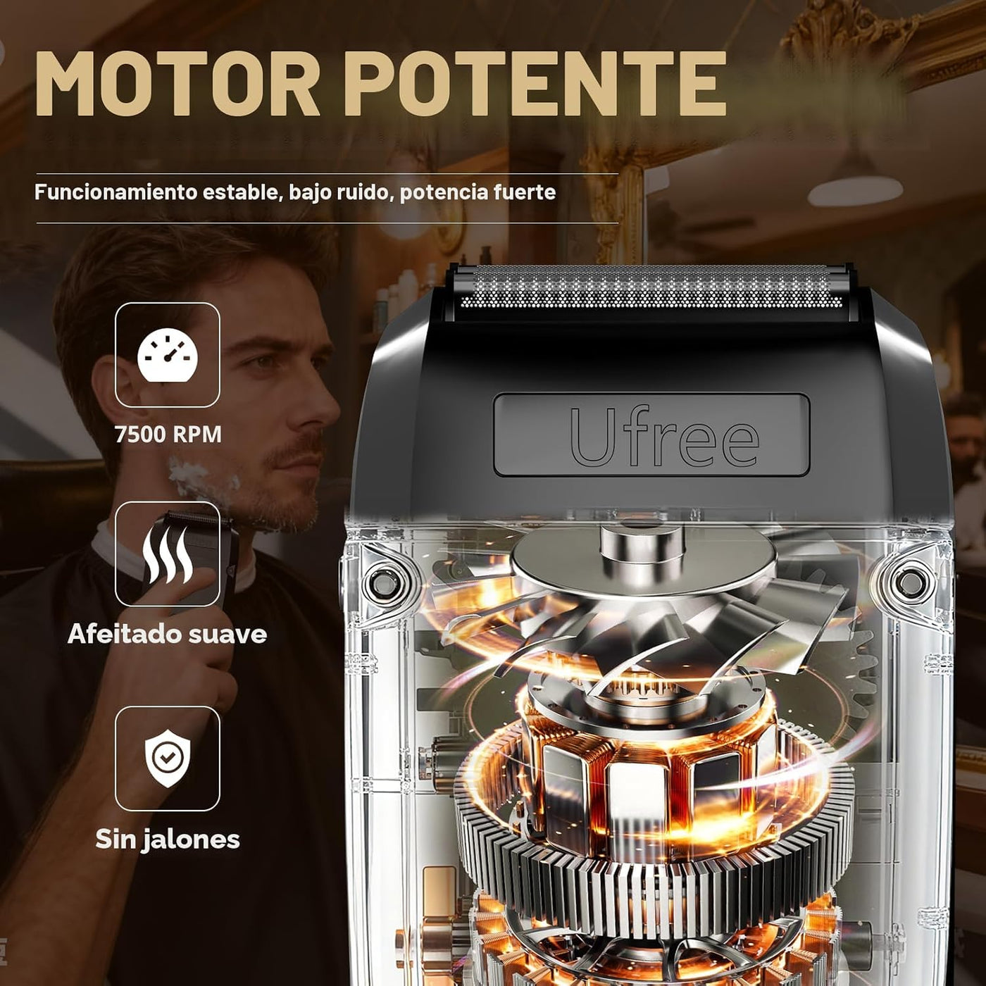 Ufree Recortadora de barba para hombres, afeitadora eléctrica de lá...