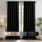 MIULEE Juego de 2 paneles de cortinas opacas plisadas negras de 40 x 96