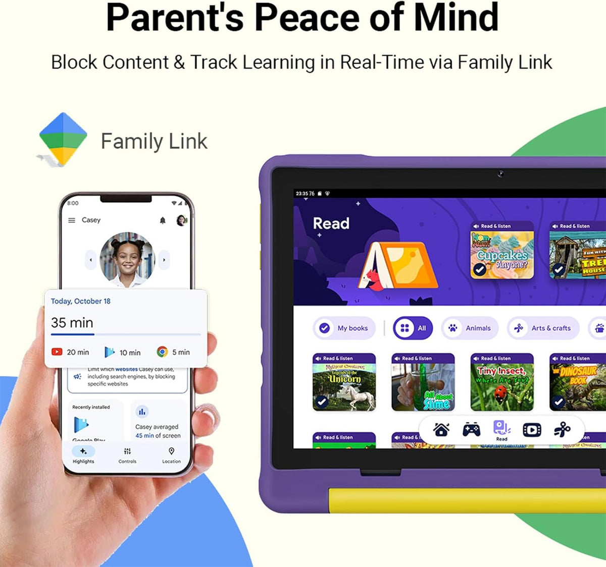 UEMXDOX Tablet para niños, tableta Android 15 2025 para niños de 3...