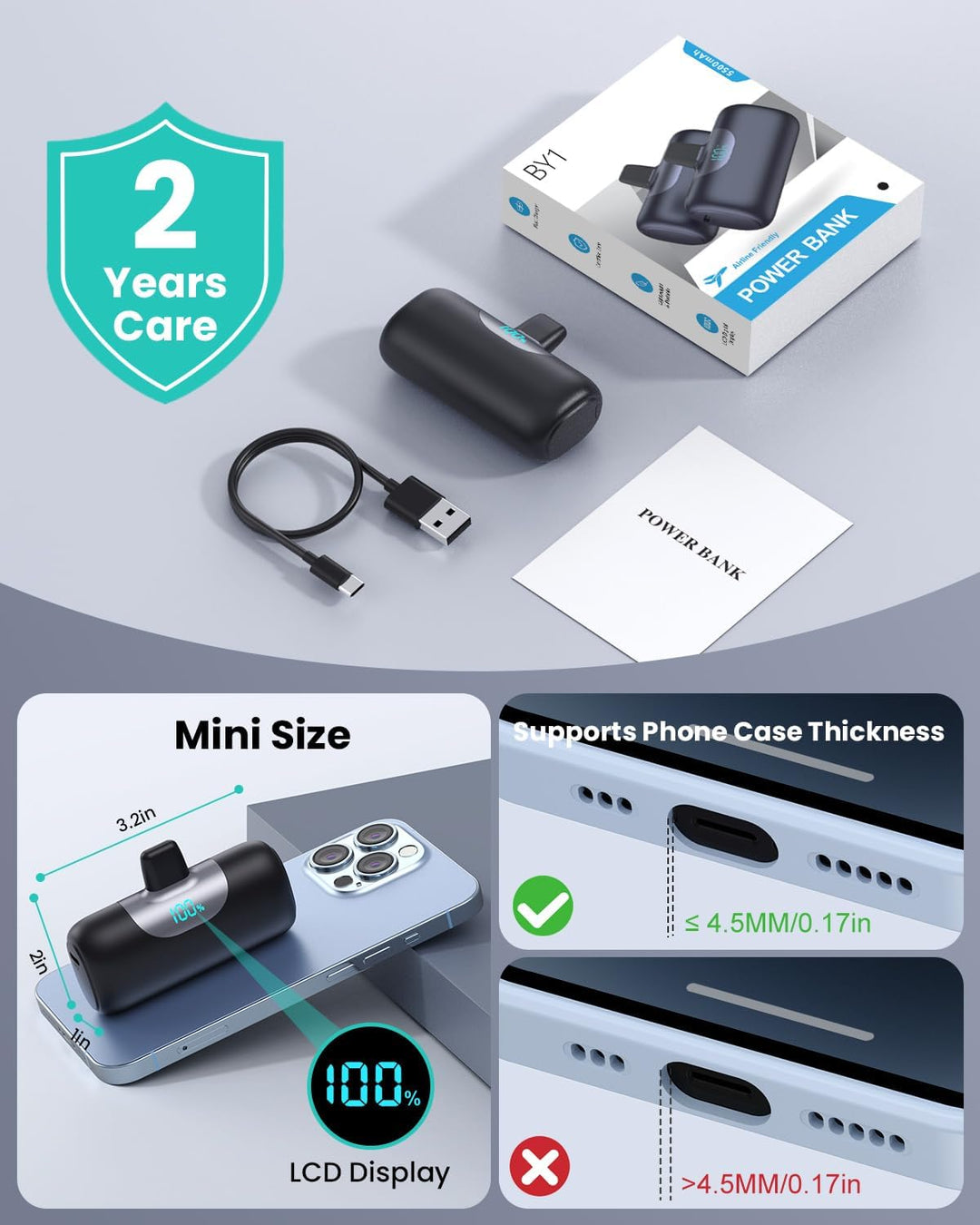 Mini Portable Charger for iPhone,Upgraded 22.5W PD Fast Charging 55...