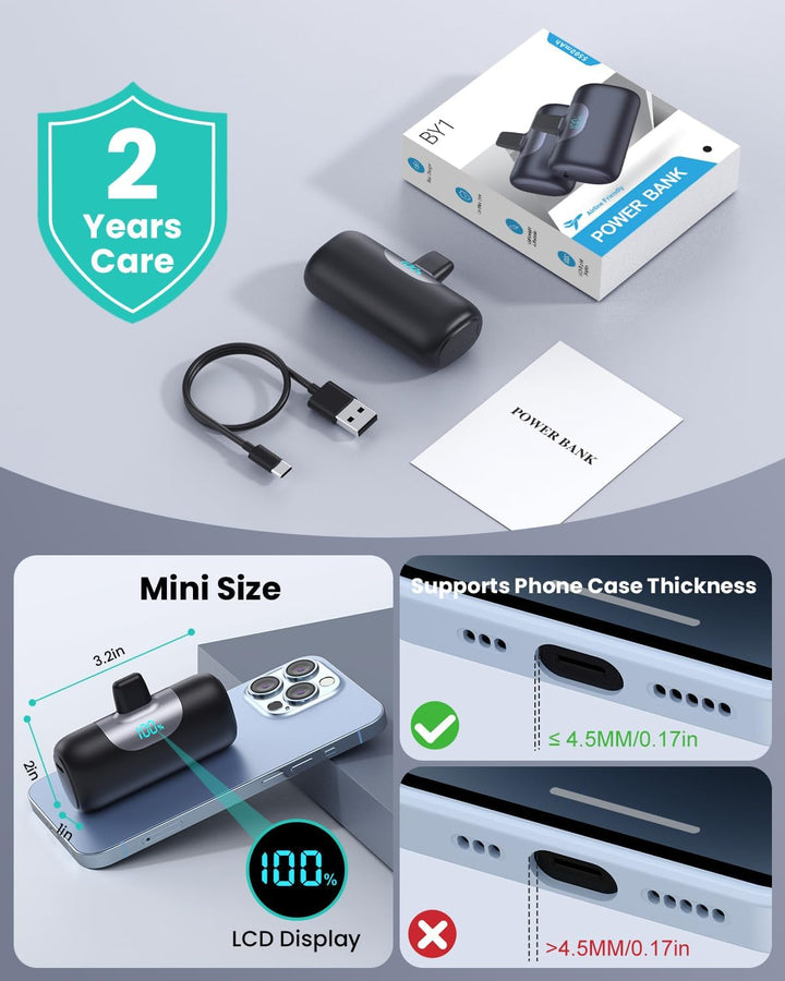 Mini Portable Charger for iPhone,Upgraded 22.5W PD Fast Charging 55...