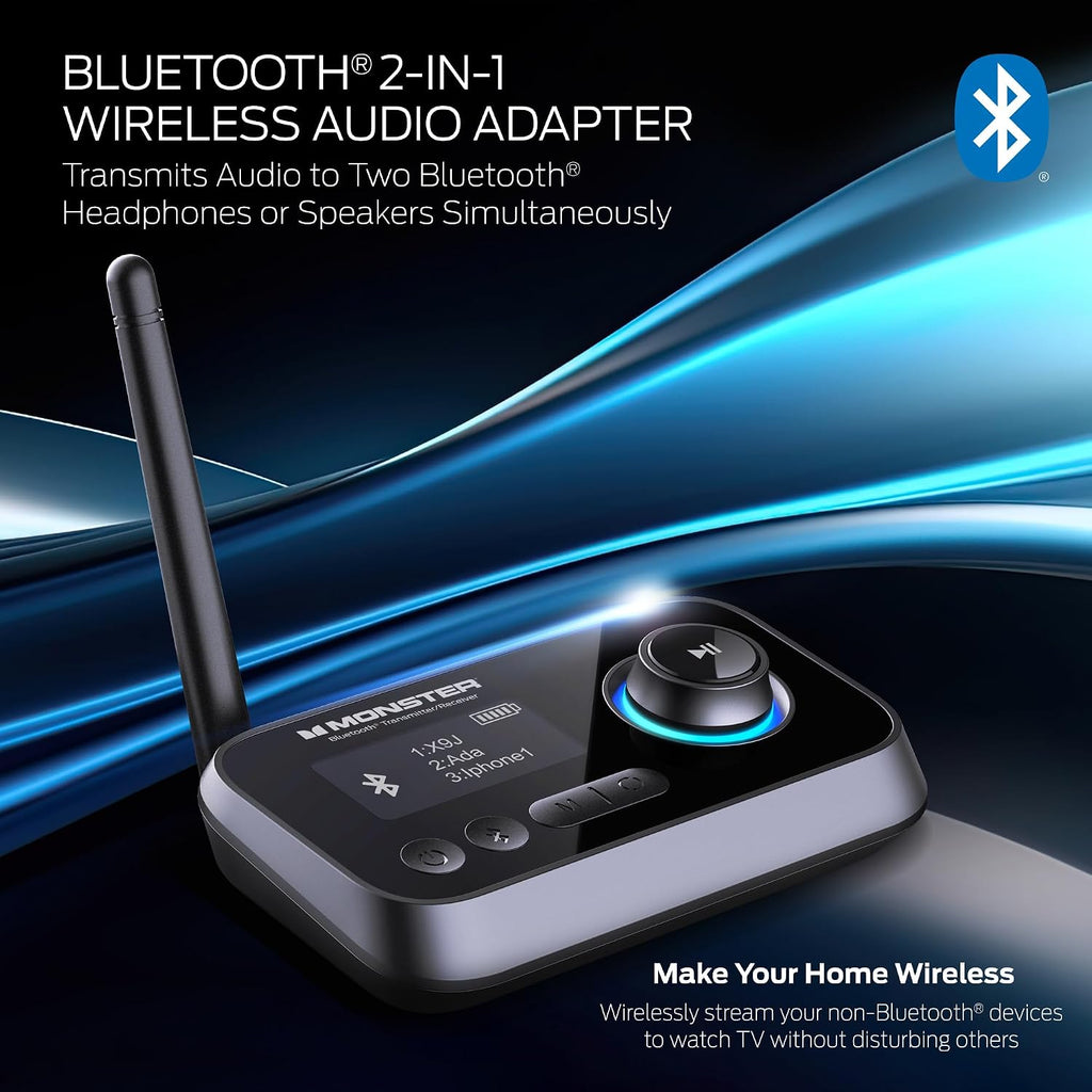 Transmisor y receptor Bluetooth Monster, adaptador de audio 2 en 1, 0.1 in