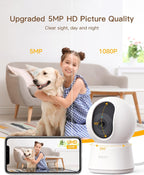 ARENTI - Cámara para mascotas de 5 MP P2Q, 5G WiFi 6 Cámara de seguridad interior, aplicación gratuita para teléfono