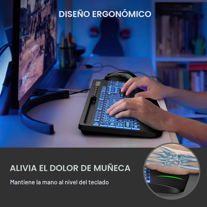 SABLUTE Teclado retroiluminado con letra grande, teclados de comput...