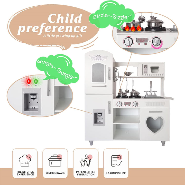 TaoHFE Juego de cocina LED mejorado para niños, cocina de juguete d...
