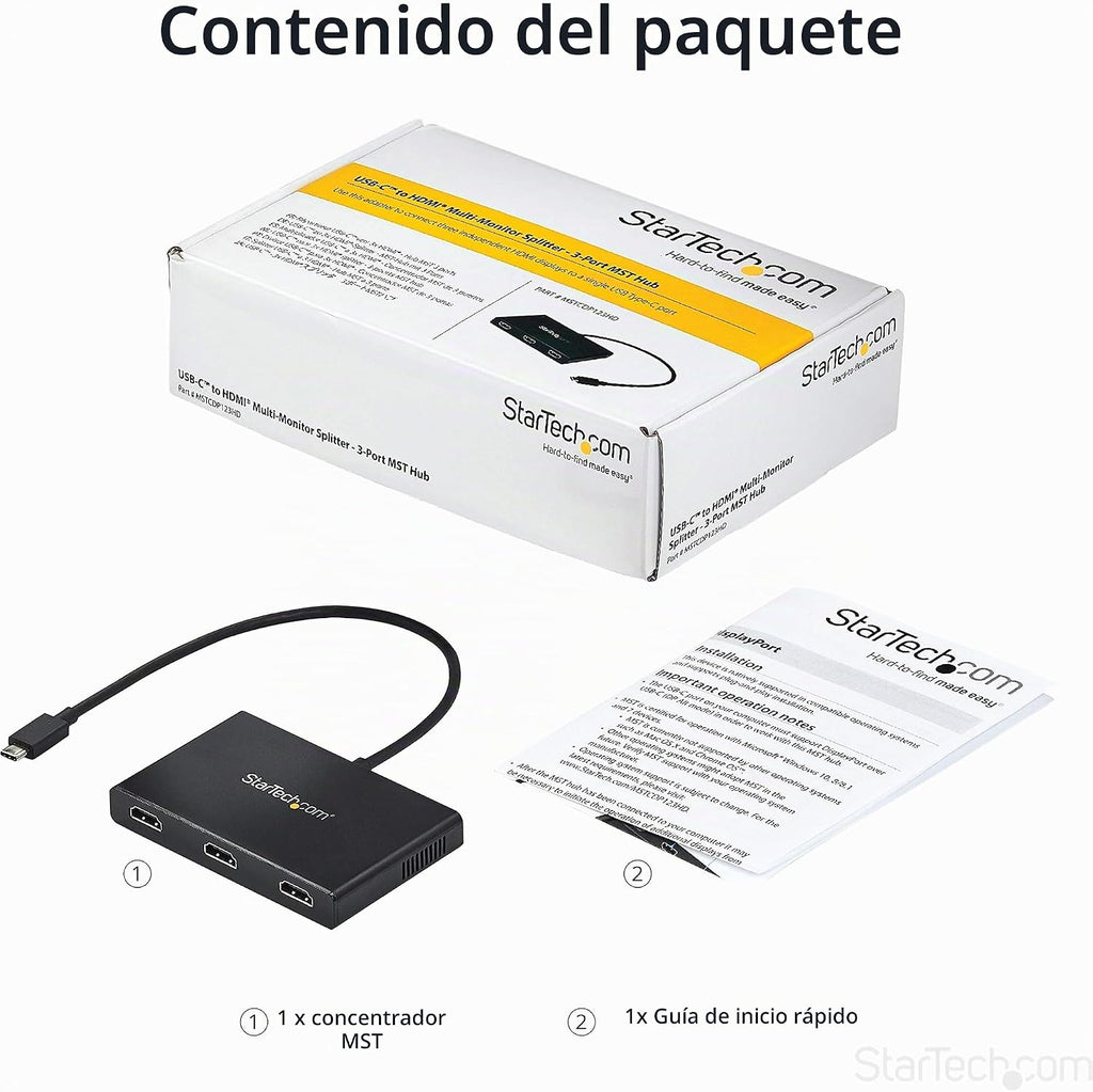 StarTech USB-C 3 x HDMI MST Hub, Triple 1080p 60Hz, Dual 4K 30Hz