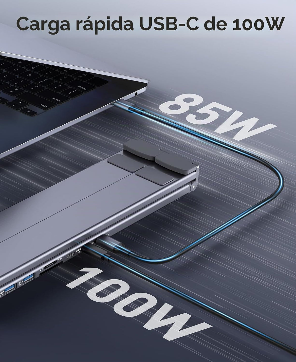 Estación de acoplamiento para portátil USB C 8 en 1 con HDMI 4K, 2 USB 3.0, PD 100 W, soporte de aluminio USB C para tableta, estación de acoplamiento universal para MacBook Pro/Air/Dell/HP/Surface/Lenovo, Plug and Play