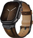 Suitisbest Correa de cuero compatible para Apple Watch Ultra Banda de 49 mm 46 mm 45 mm 44 mm 42 mm 41 mm 40 mm, correa de repuesto de cuero genuino para iWatch series 11 10 9 8 7 6 5 4 3 2 1, SE 3 2