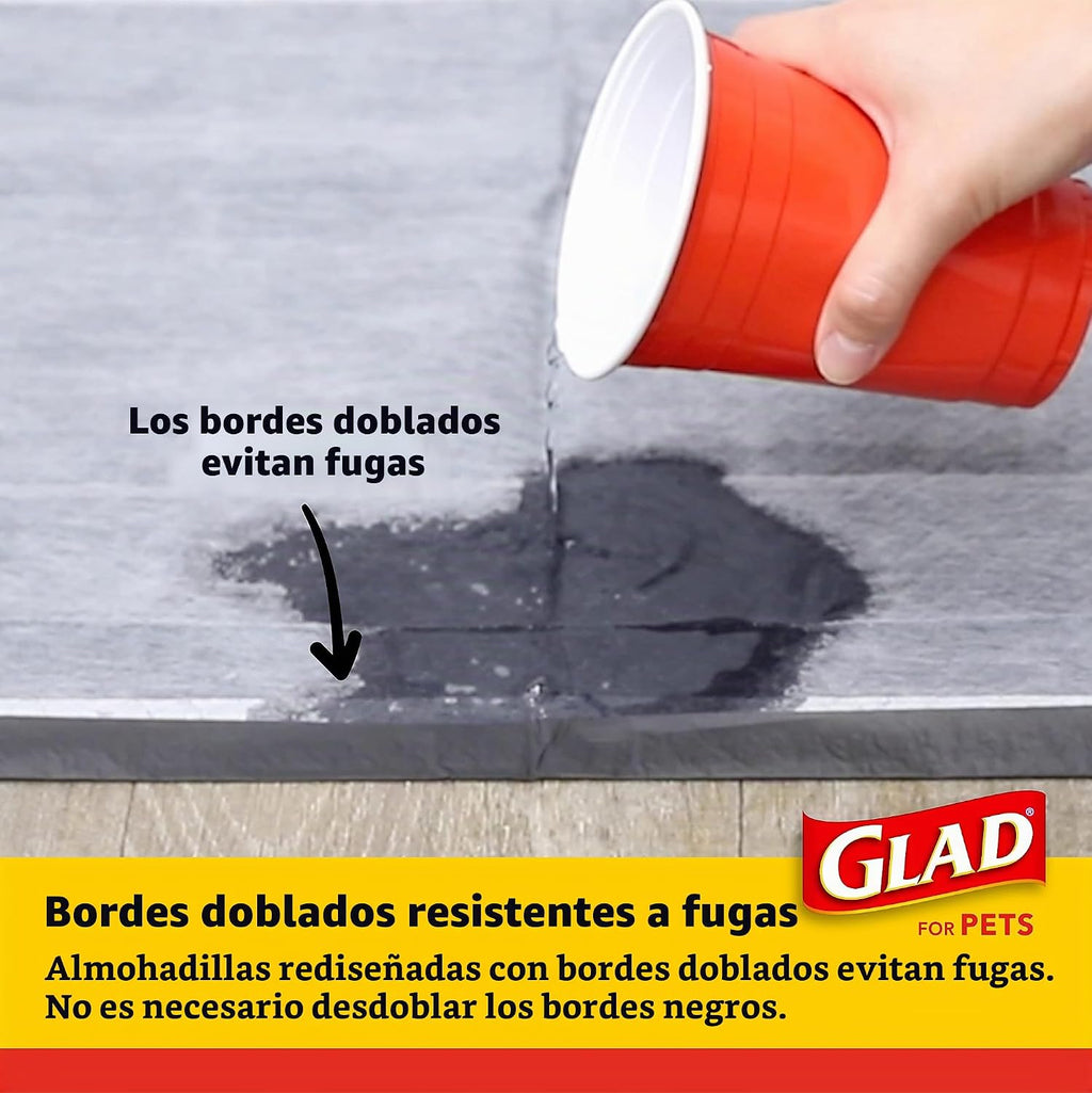 Glad Almohadillas para cachorros de carbón negro para mascotas, almohadillas desechables súper absorbentes para orina de perro, almohadillas de entrenamiento para orinal y suministros para mascotas,