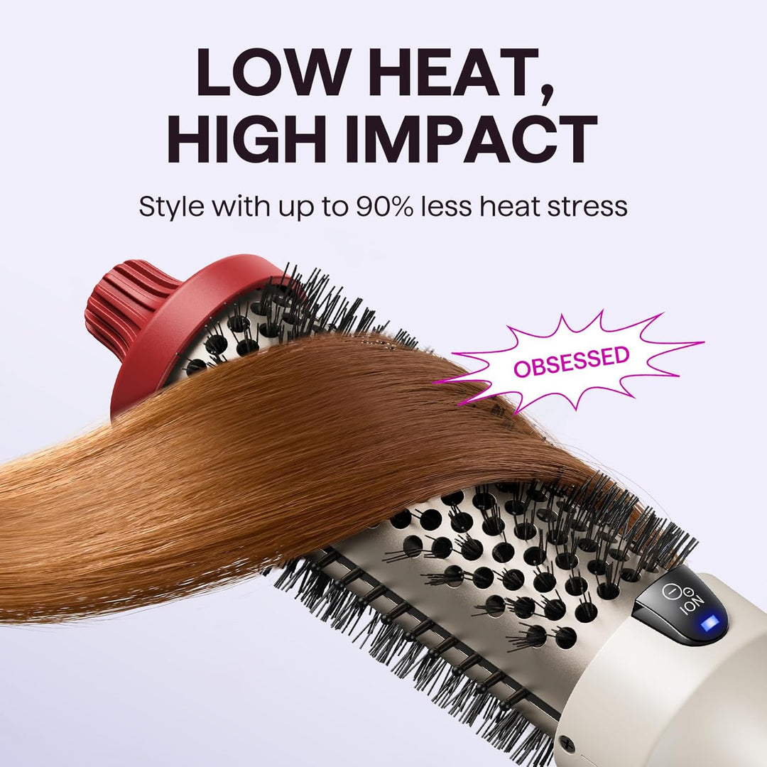 Wavytalk Cepillo térmico Blowout Boost, cepillo redondo calentado d...