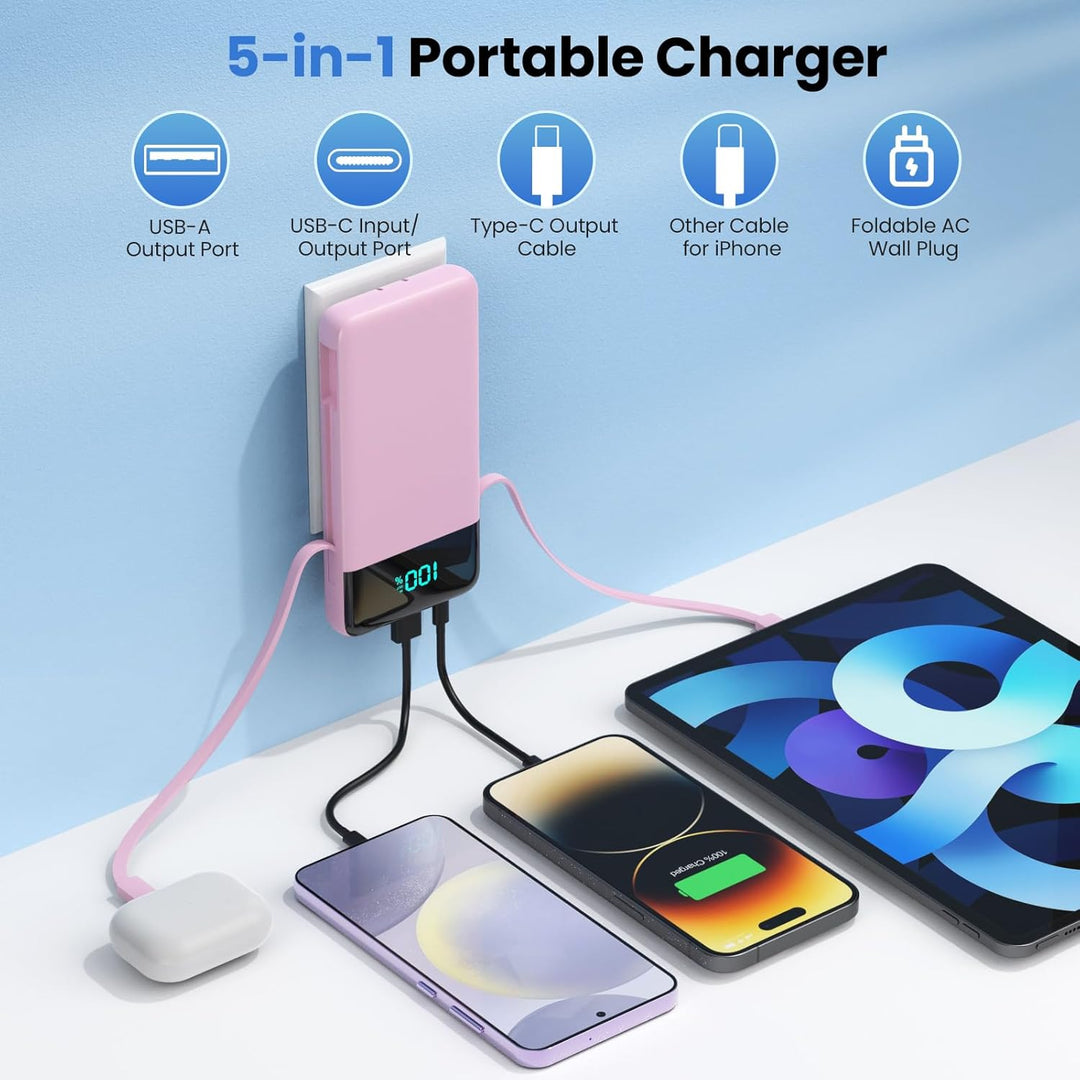 Cargador portátil para iPhone, banco de energía delgado de 13800 mA...