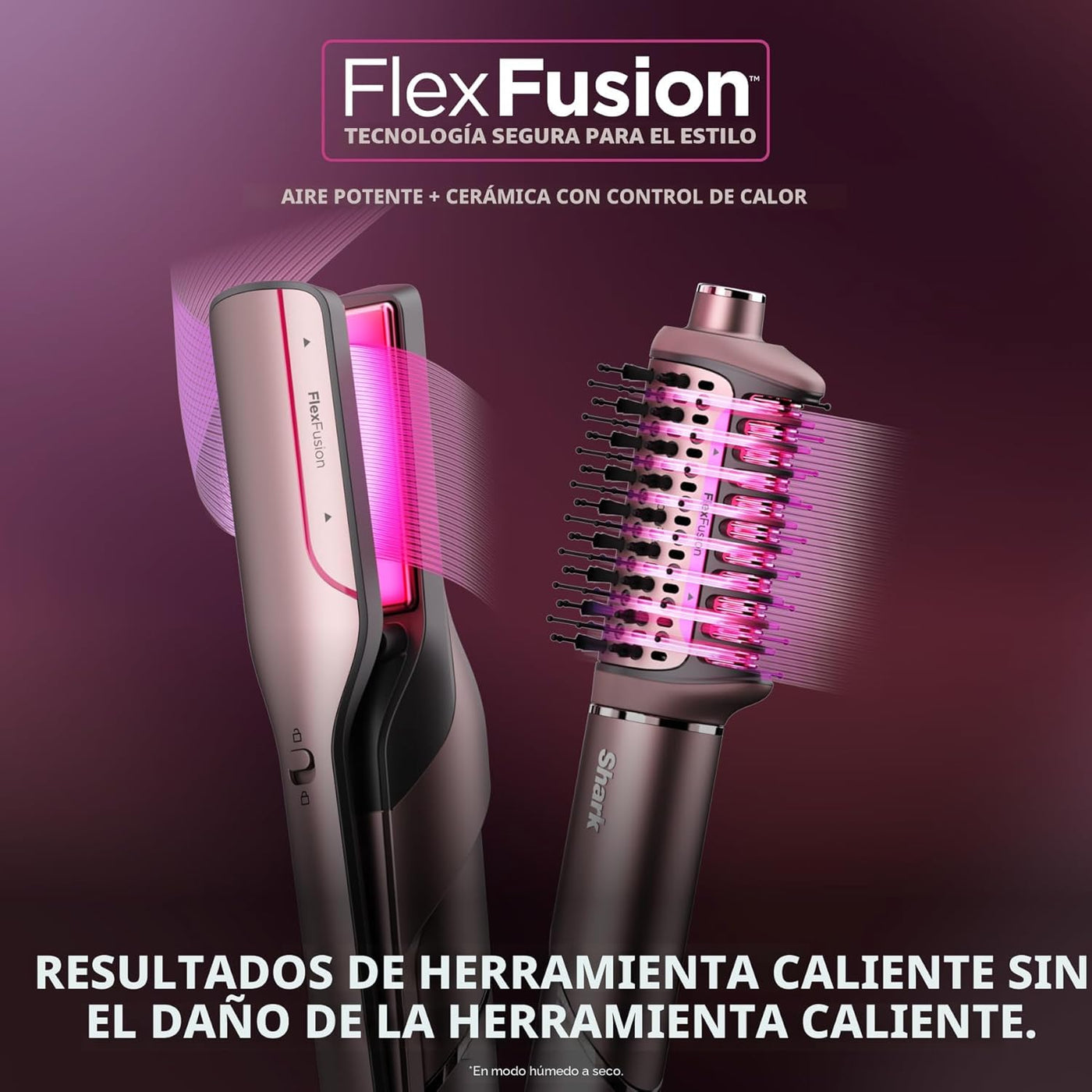 Shark FlexFusion - Plancha de pelo y potente secador de pelo con ce...