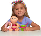 Parche de repollo para niños en la playa, pequeño, con flotador de juguete rosa, cubo y pala y sandía – muñecas CPK de 9 pulgadas – crece tu parche de repollo – juega dentro o fuera del agua, multi
