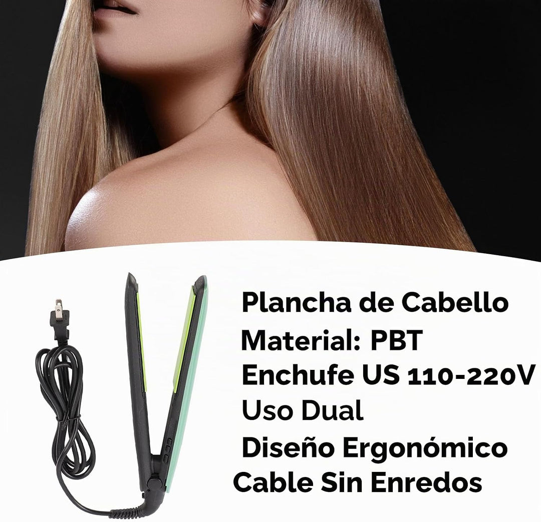 Alisador y rizador de cabello 2 en 1, punta frontal antiquemaduras...