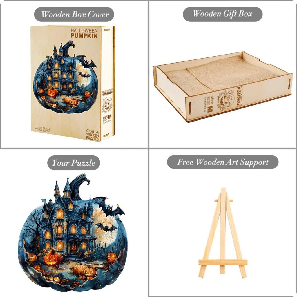 Rompecabezas de madera para adultos, rompecabezas de madera de calabaza de Halloween de 270 piezas, rompecabezas de madera con forma de animal único, rompecabezas desafiantes para adultos