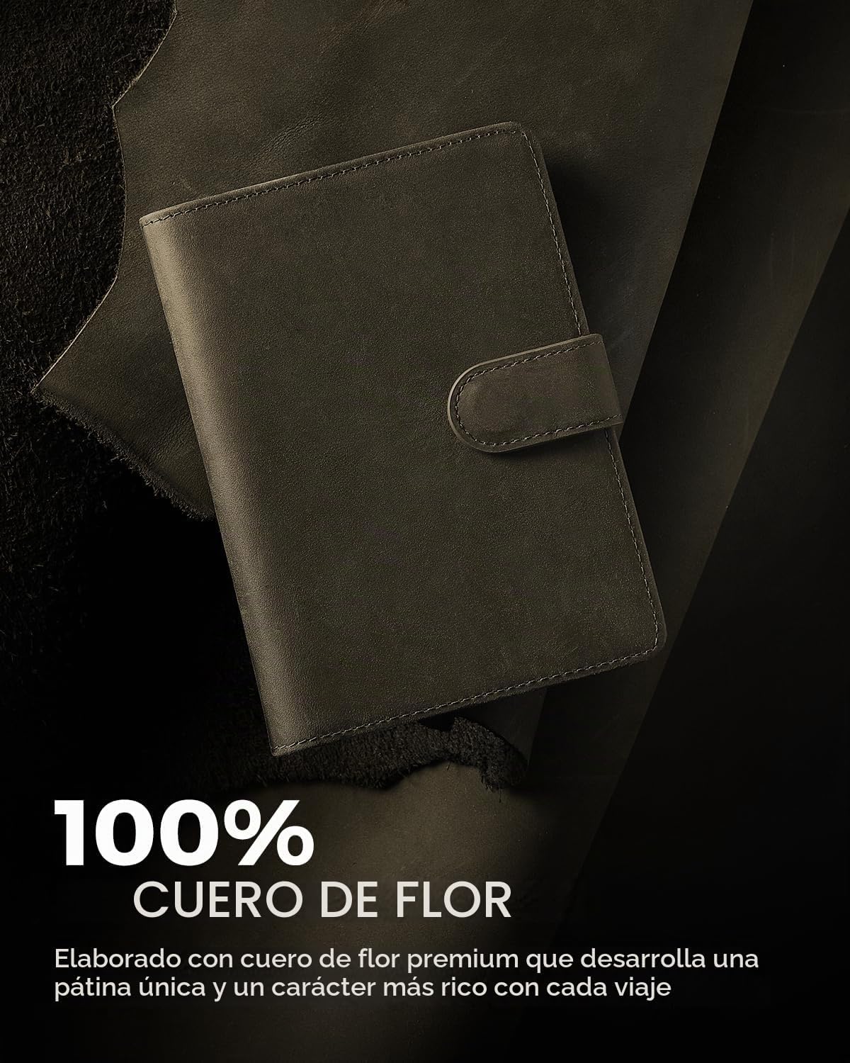 Soporte para pasaporte para familia de viajes: Cartera de cuero de grano completo para pasaporte para hombres - Cartera delgada con hebilla magnética con bloqueo RFID para billete aéreo SIM