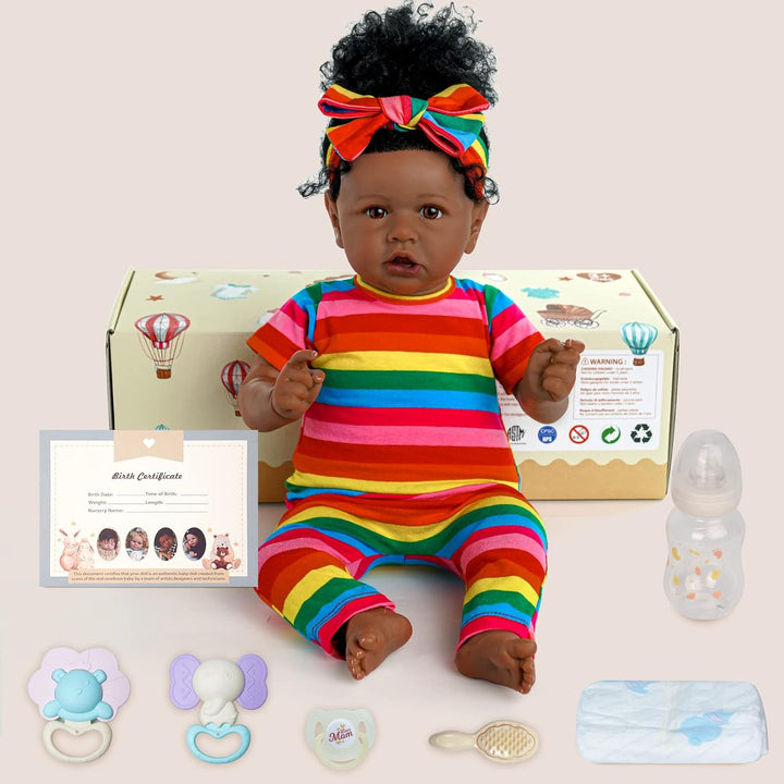 JIZHI Muñecas Bebé Reborn Negras - Cuerpo Suave Realista Afroameric...