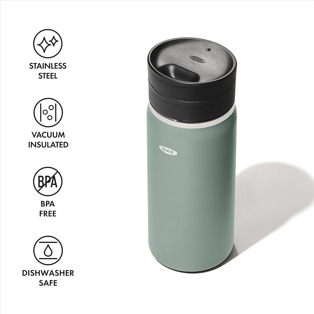 OXO Good Grips - Taza de café de viaje de 16 oz con tapa SimplyClean™ a prueba de fugas, color jade