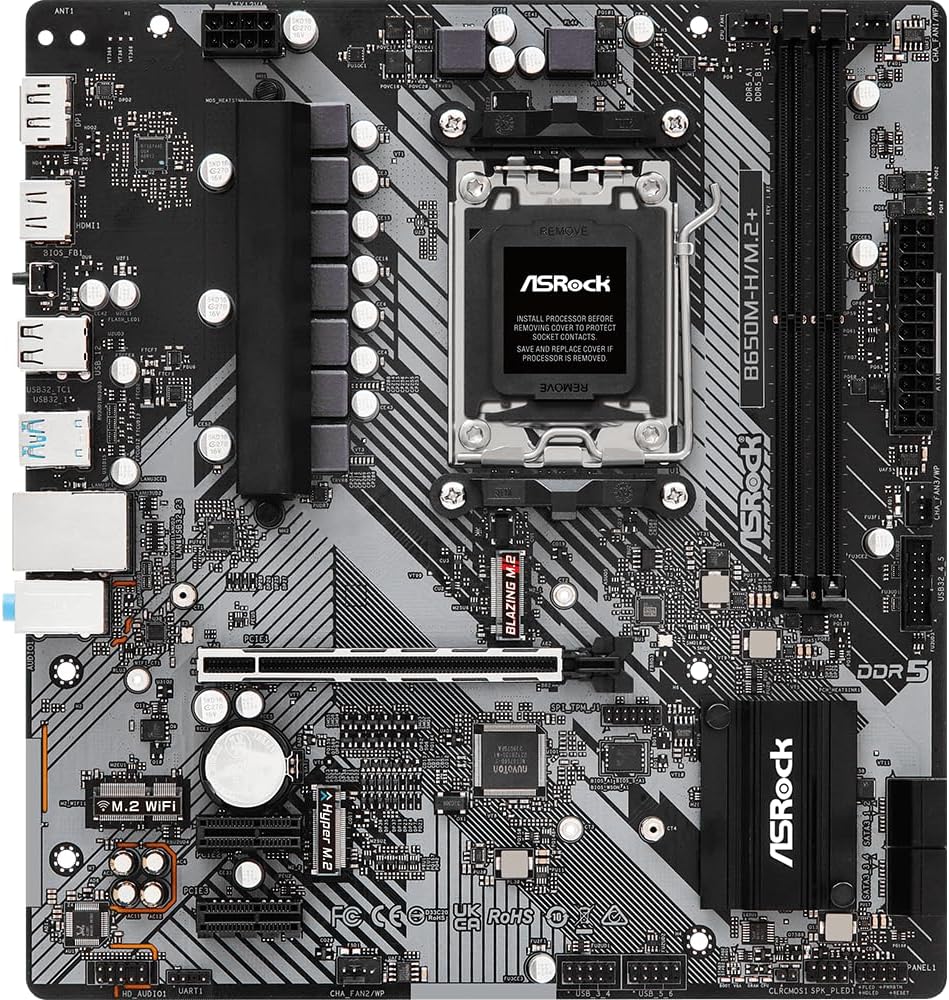 ASRock Placa base B650M-HM.2+ AMD AM5 Micro-ATX, soporta procesador...