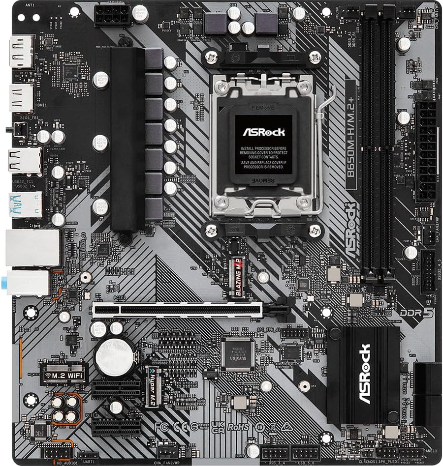 ASRock Placa base B650M-HM.2+ AMD AM5 Micro-ATX, soporta procesador...
