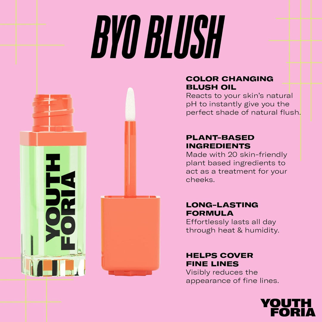 Youthforia BYO Blush, Aceite de Rubor que Cambia de Color, Reaccion...