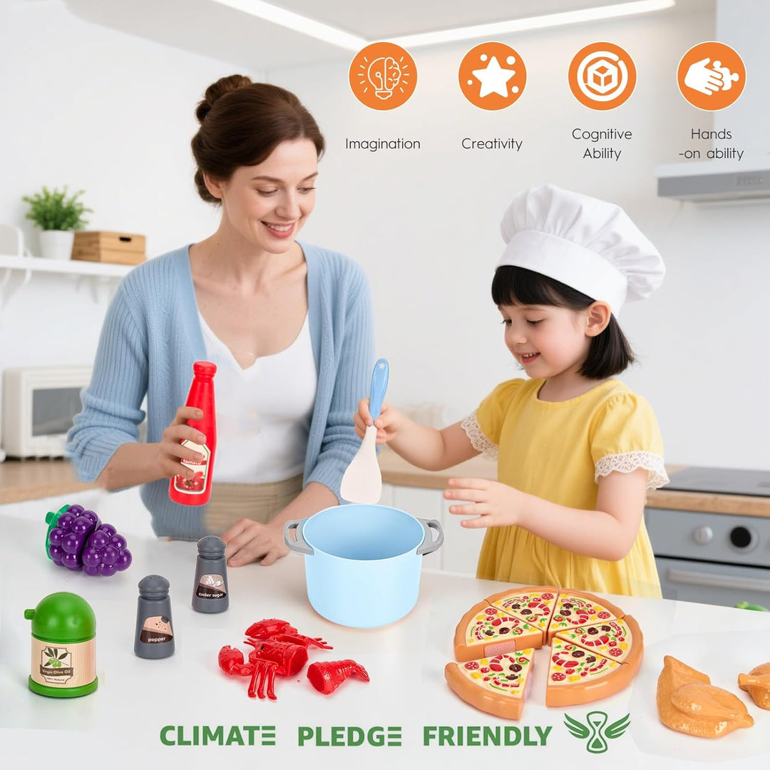 80 piezas de juego de cocina, juego de cocina de imitación para niñ...