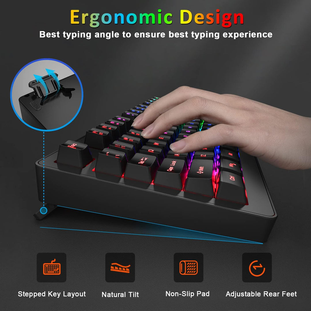 Combo de teclado y mouse inalámbricos BlueFinger, batería recargabl...