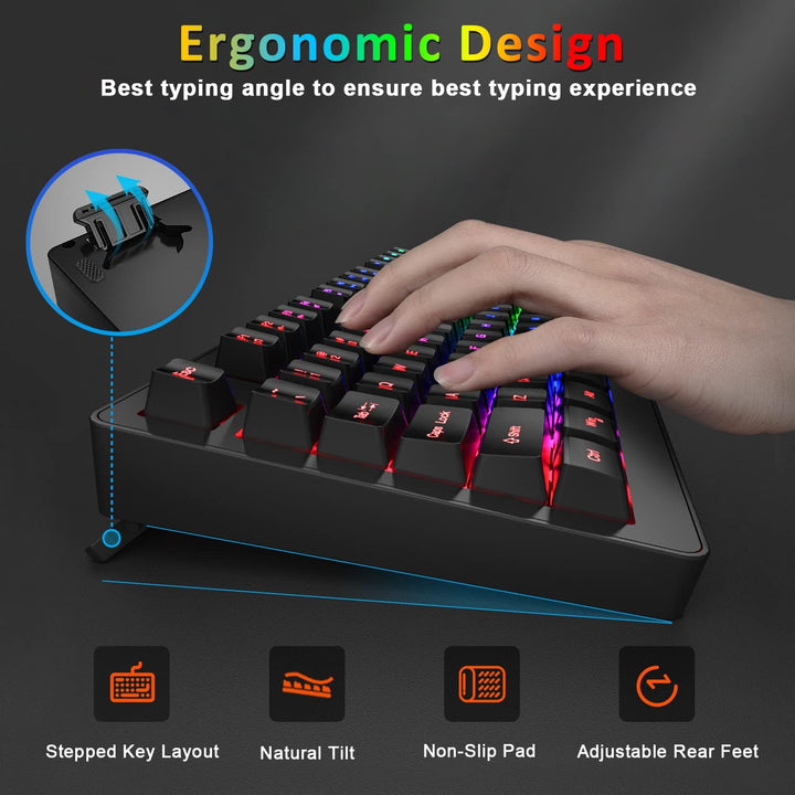 Combo de teclado y mouse inalámbricos BlueFinger, batería recargabl...