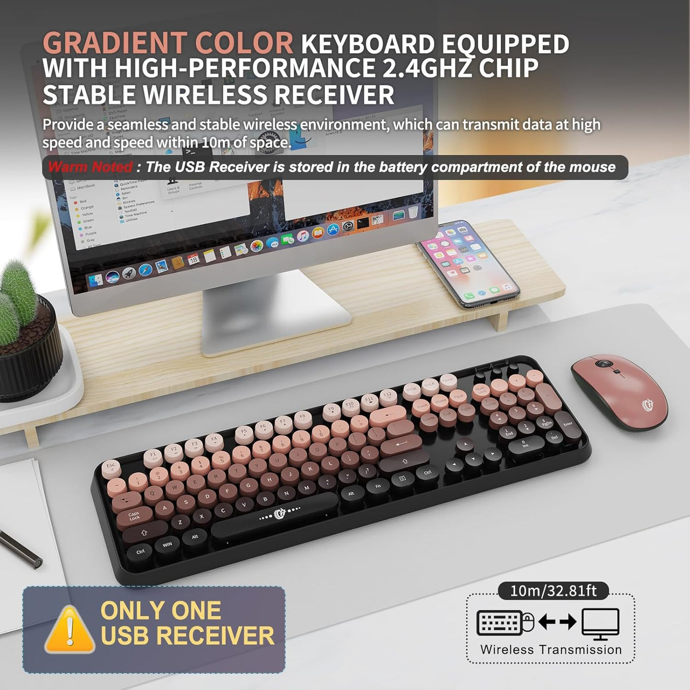FD Combo de Teclado y Ratón Inalámbrico - 2.4G de Tamaño Completo R...