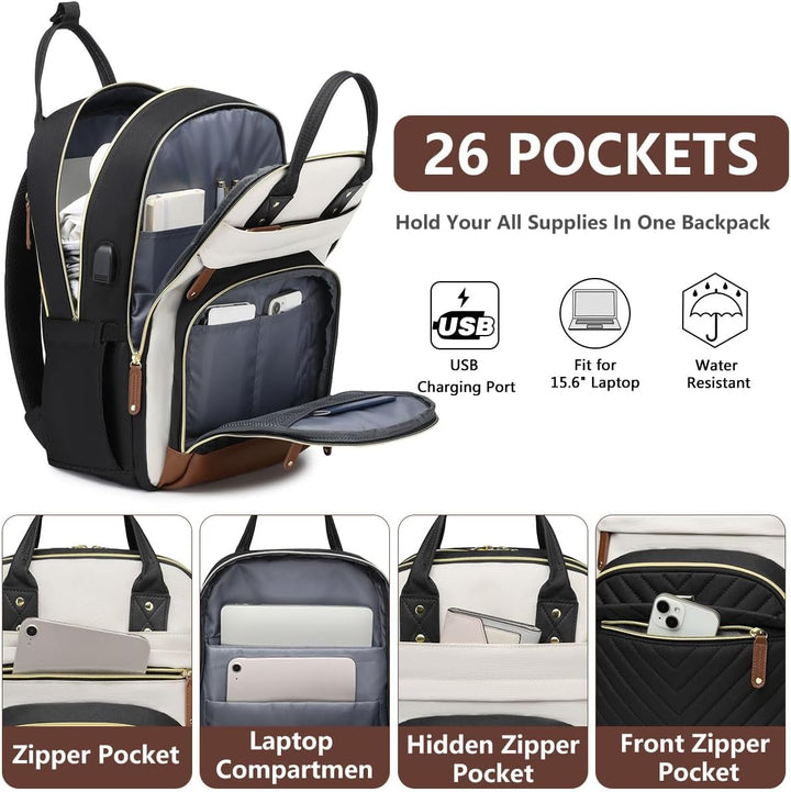 Mochila para portátil para mujer, mochila escolar de 17.3 pulgadas,...