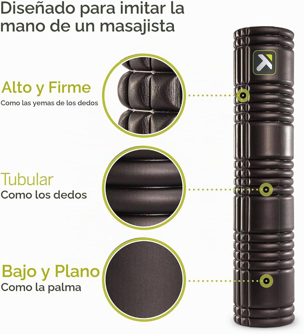 Rodillo de espuma TriggerPoint Grid 2.0 (26 pulgadas) con videos instructivos en línea (idioma español no garantizado), negro, talla única