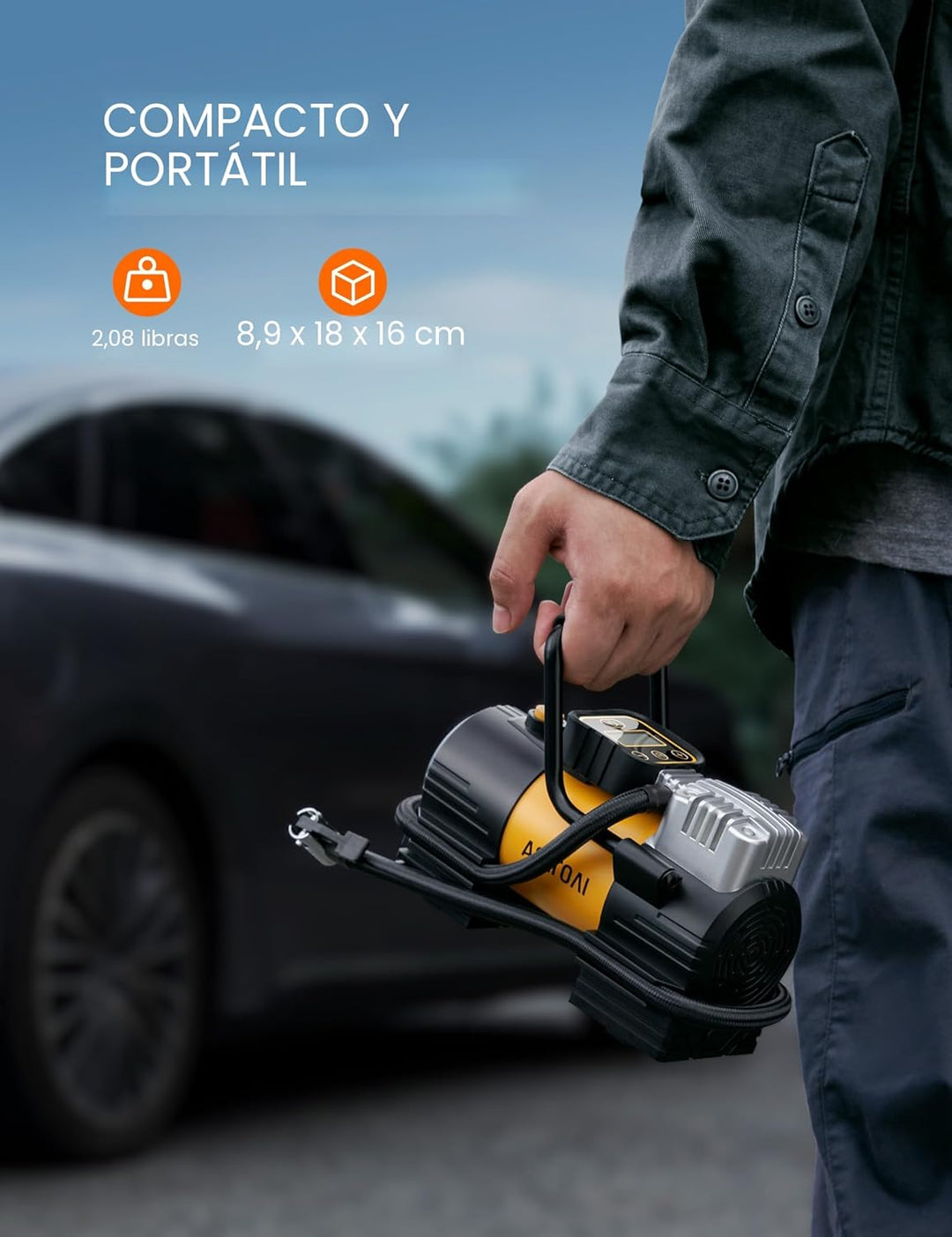 AstroAI - Compresor de aire portátil para inflar neumáticos hasta 1...